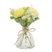Spring Crysanthemums & Greenery In Glass Vase  (2 Count Assortment)