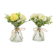 Spring Crysanthemums & Greenery In Glass Vase  (2 Count Assortment)