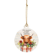 Mooey Christmas Round Wooden Ornament  (3 Count Assortment)