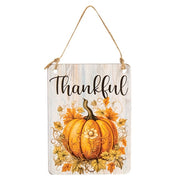 Thankful Grateful Blessed Floral Pumpkin Rectangle Ornament  (3 Count Assortment)