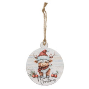 Merry Christmas Baby Highland Round Wooden Ornament  (3 Count Assortment)
