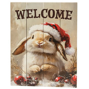 Welcome Santa Bunny Pallet Art - 9" x 12"