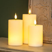 Ivory Rechargeable Timer Pillars (Set of 3)