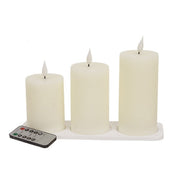 Ivory Rechargeable Timer Pillars (Set of 3)