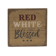 Red White and Blessed Distressed Barnwood Sign