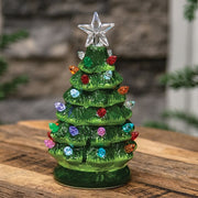 Ceramic Retro Green Light Up Tree - 6.5"H