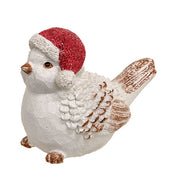 Distressed White Resin Bird with Santa Hat  (2 Count Assortment)