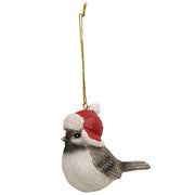 Festive Resin Bird with Hat Ornament  (4 Count Assortment)