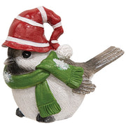 Festive Resin Bird with Hat Figure  (4 Count Assortment)