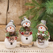Resin Wood Sign Snowman  (3 Count Assortment)