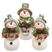 Resin Wood Sign Snowman  (3 Count Assortment)