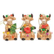 Ceramic Light Up Merry Highland Ornament  (3 Count Assortment)