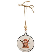 Merry Moo Beaded Round Ornament  (3 Count Assortment)