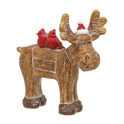 Resin Carved Look Woodland Winter Moose  (2 Count Assortment)