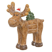 Resin Carved Look Woodland Winter Moose  (2 Count Assortment)