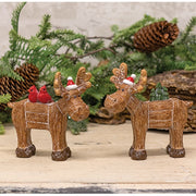 Resin Carved Look Woodland Winter Moose  (2 Count Assortment)
