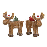 Resin Carved Look Woodland Winter Moose  (2 Count Assortment)