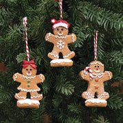Resin Snowy Iced Gingerbread Ornament  (3 Count Assortment)