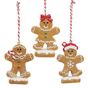 Resin Snowy Iced Gingerbread Ornament  (3 Count Assortment)