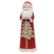 Resin Glitter Winter Floral Santa Figure - 5.5"H  (2 Count Assortment)