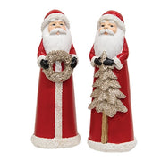 Resin Glitter Winter Floral Santa Figure - 5.5"H  (2 Count Assortment)