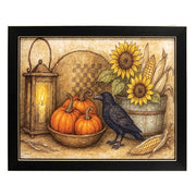 Fall Table Crow Framed Print - 10x8