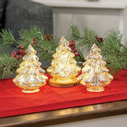 Silver Mercury Glass LED Christmas Trees (Set of 3)