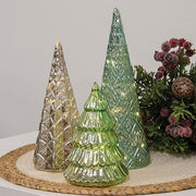 Patterened Mercury Glass LED Christmas Trees (Set of 3)