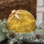 Crackled Gold Glass LED Timer Bulb Ornament