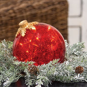 Crackled Red Glass LED Timer Bulb Ornament