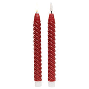 Burgundy Twisty Timer Tapers - 10"H (Set of 2)
