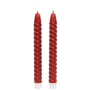 Burgundy Twisty Timer Tapers - 10"H (Set of 2)