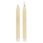Ivory Twisty Timer Tapers - 10"H (Set of 2)