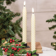 Ivory Twisty Timer Tapers - 10"H (Set of 2)