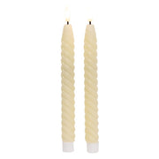Ivory Twisty Timer Tapers - 10"H (Set of 2)
