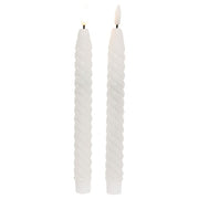 White Twisty Timer Tapers - 10"H (Set of 2)