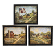 Primitive Americana Village Framed Print - 12x8  (3 Count Assortment)