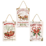 Sleigh Rides - North Pole - Candy Cane Ornament  (3 Count Assortment)