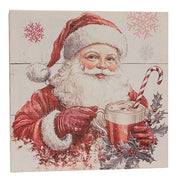 Retro Santa With Hot Cocoa Canvas - 12" Sq.