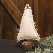 Stuffed Ivory Canvas Christmas Tree on Base - 9.5"