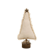Stuffed Ivory Canvas Christmas Tree on Base - 9.5"