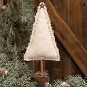 Stuffed Ivory Canvas Christmas Tree on Base - 11.5"