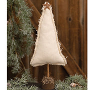 Stuffed Ivory Canvas Christmas Tree on Base - 14.5"