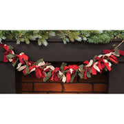 Primitive Red - Green & White Rag Garland