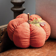 Stuffed Waffle Weave Orange Pumpkin with Stick Stem - Large