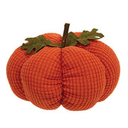 Stuffed Waffle Weave Orange Pumpkin with Stick Stem - Large