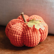 Stuffed Waffle Weave Orange Pumpkin with Stick Stem - Small