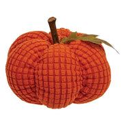 Stuffed Waffle Weave Orange Pumpkin with Stick Stem - Small