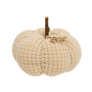Ivory Waffle Weave Pumpkin with Burlap Leaves - 4.75" dia.