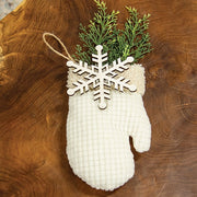 Waffle Weave Snowflake Mitten Hanger with Greenery